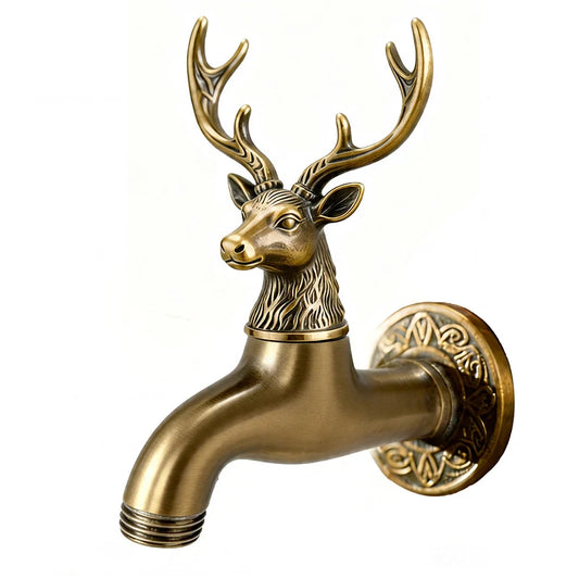 vintage brass deer head garden faucet decorative outdoor water tap antique bronze solid brass