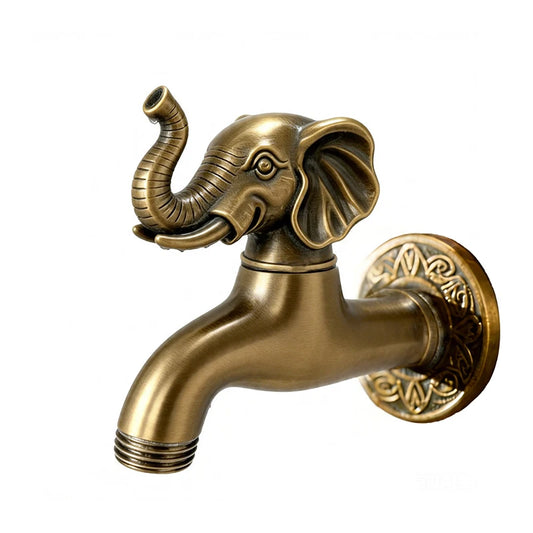 vintage brass elephant head garden faucet decorative outdoor water tap antique bronze solid brass raised trunk
